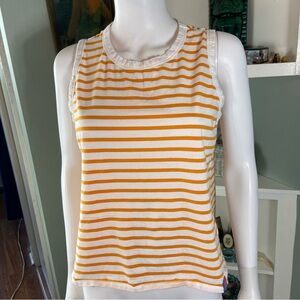 KULE The Tank Top Orange White Striped Cotton Medium M